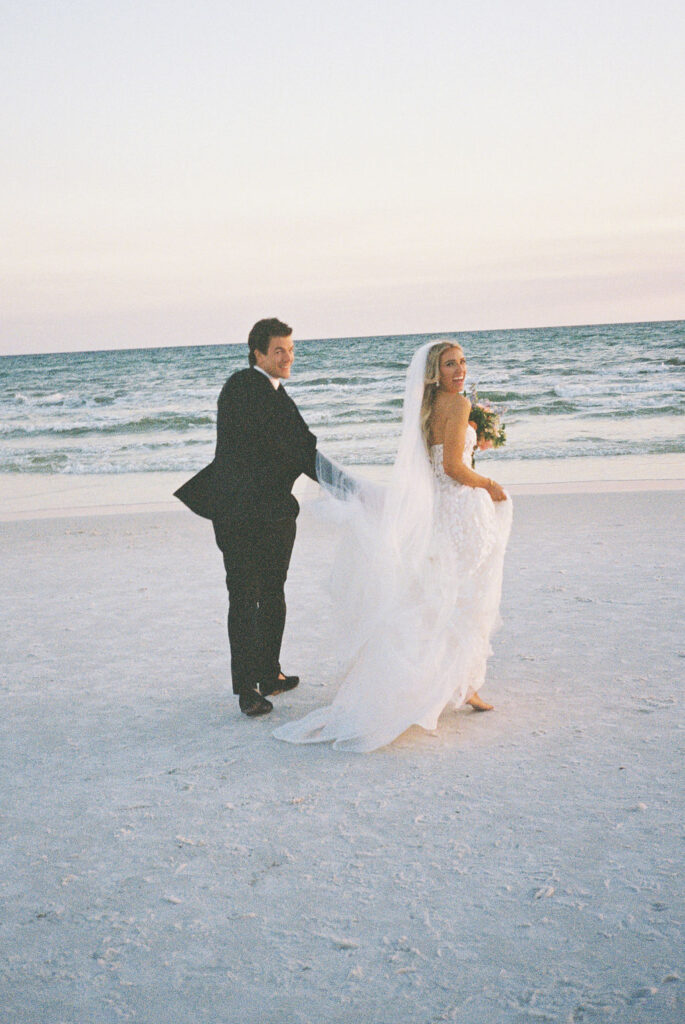 35mm film beach wedding photo